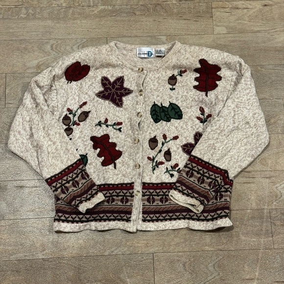 Paul Harris Design Sweaters - Vintage Paul Harris Designs Women Embroidered Knit Cardigan Size M